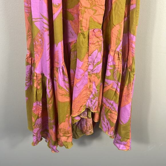 Free People Heat Wave Floral Print High Low Dress in Gold - Picture 4 of 6